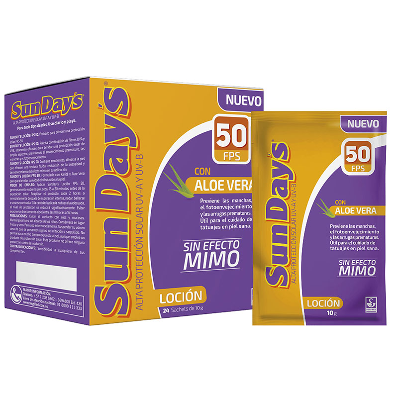 Protector Solar Sundays Kar Aloe Fps 50 Loción 24 Sobres